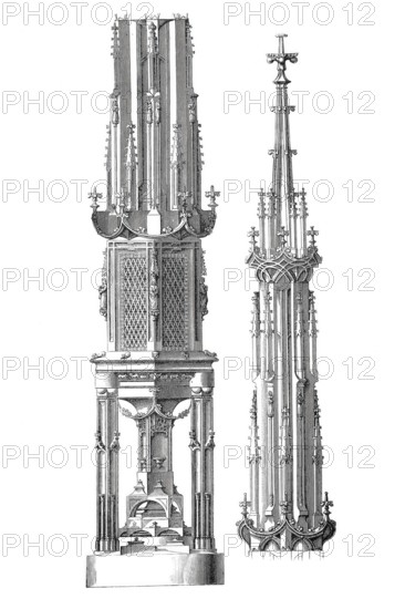 Religious cult objects, Sacrament shrine from St Mary's Cathedral in Fürstenwalde, Brandenburg, Germany, Historical, digitally enhanced reproduction from a model from around 1860