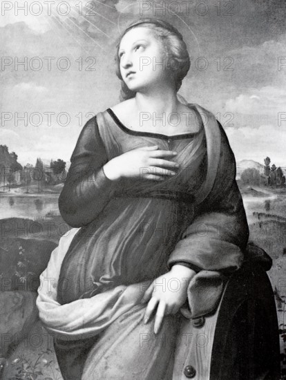 St Catherine of Alexandria, also known as Catherine of Alexandria, is one of the most famous saints. She is honoured as a martyr in the Catholic and Orthodox churches and is one of the so-called Virgines capitales, the four great holy virgins, 1507, digitally enhanced reproduction of a 19th century original, historical, exact date unknown