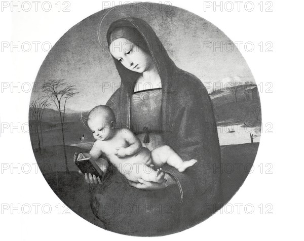 Rafael's Madonna of Count Connestabile della Staffa, 1505, digitally enhanced reproduction of a 19th century model, historical, exact date unknown