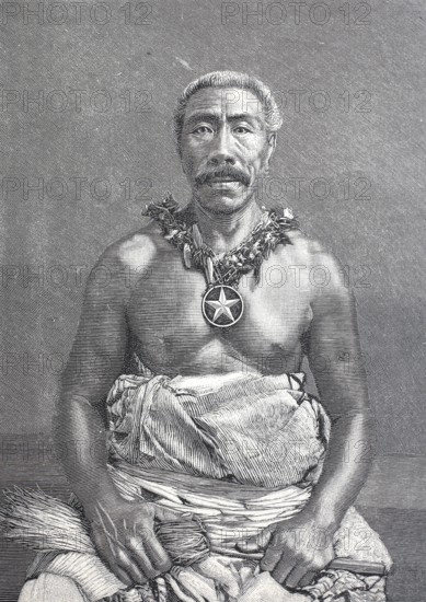 King Tamefese of Samoa after the royal election, c. 1881, digitally enhanced reproduction of a 19th century original, historical, exact date unknown