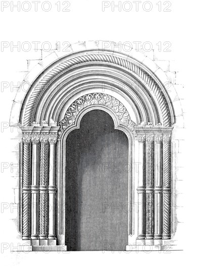 Heilsbronn Portal, Church of Peace in the Sanssouci Palace Park in Potsdam, Germany, Historical, digitally enhanced reproduction of a model from around 1860