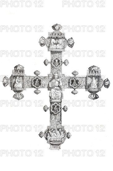 Religious cult objects, Gothic cross (Hildesheim Abbey ?), Germany, Historical, digitally enhanced reproduction of a model from around 1860