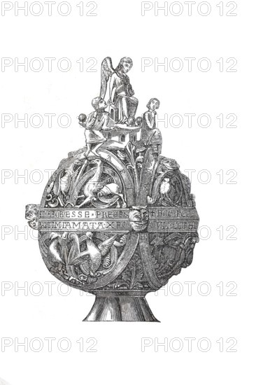 Religious objects of worship, Romanesque censer from Lille in France, Historical, digitally enhanced reproduction of an original from around 1860