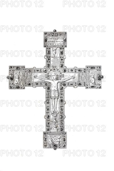 Religious cult objects, Late Romanesque cross from the church of St Mauritius in Münster, Germany, Historical, digitally enhanced reproduction from an original from around 1860