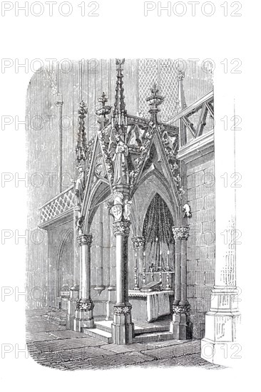 The altar of St Peter's Cathedral in Regensburg, Regensburg Cathedral for short, Bavaria, Germany, Historical, digitally enhanced reproduction of a model from around 1860