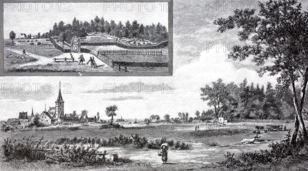 Kraftshof, Gründlach, Neuhof and Irrhain in the Nuremberg region, Bavaria, Germany, Historical, digitally enhanced reproduction from an original from around 1860