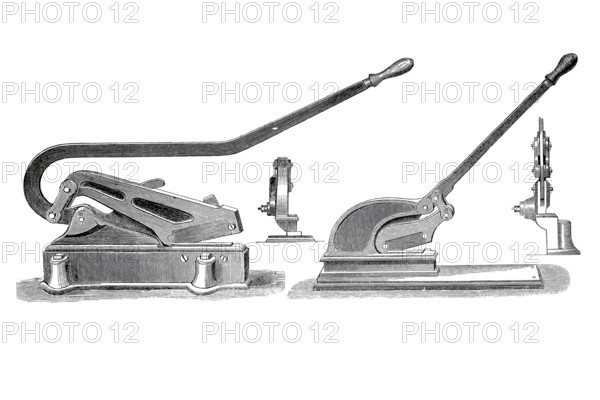 Metal scissors after patent by F. Hoffmann, historical, digitally improved reproduction of a model from around 1860