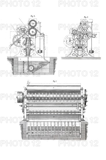 Washing machine for woven fabrics, historical, digitally enhanced reproduction of a model from around 1860