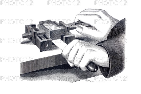 Apparatus for knife cleaning, knife sharpening, historical, digitally enhanced reproduction of a model from around 1860