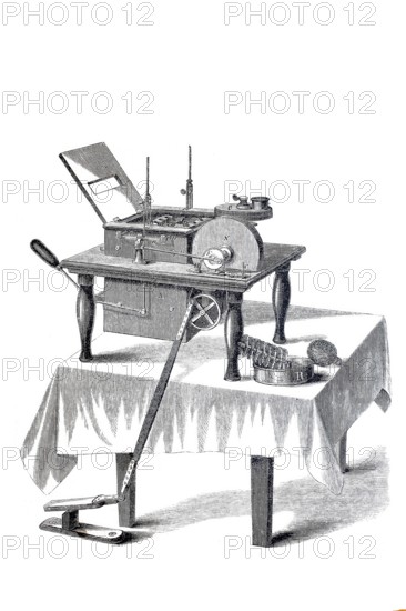 Washing machine and knife cleaner, after Bristol (Detroit), historical, digitally enhanced reproduction of a model from around 1860