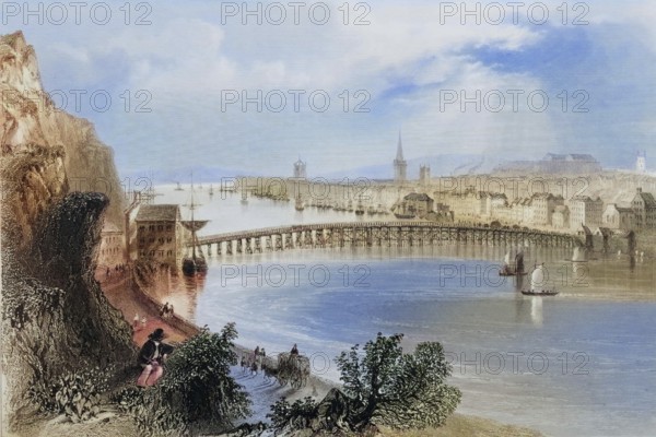 Waterford, Ireland, from the Landscape and Antiquities of Ireland, 1841, digital reproduction of a historical model