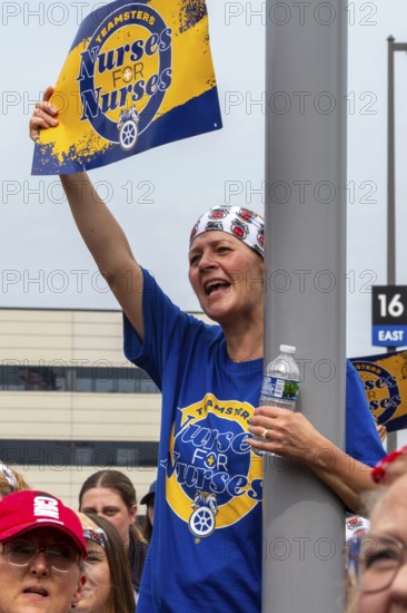 Southfield, Michigan - Nurses rally outside Corewell Health during their fight for a union contract. Corewell is the largest healthcare system in Michigan. Its 10, 000 nurses voted to join the Teamsters in late 2024 and are fighting for their first contract