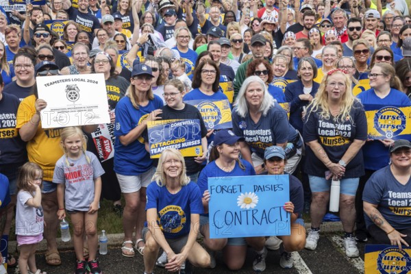 Southfield, Michigan - Nurses rally outside Corewell Health during their fight for a union contract. Corewell is the largest healthcare system in Michigan. Its 10, 000 nurses voted to join the Teamsters in late 2024 and are fighting for their first contract