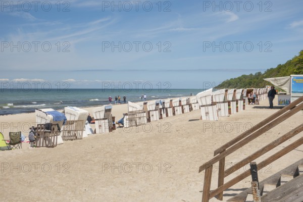 Natural sandy beach, staircase, Baltic resort Rerik, Baltic Sea, Rostock district, Mecklenburg-Western Pomerania, Germany