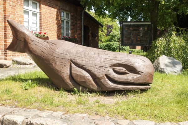 Wooden art at the local history museum, town centre, Baltic resort Rerik, Baltic Sea, Rostock district, Mecklenburg-Western Pomerania, Germany