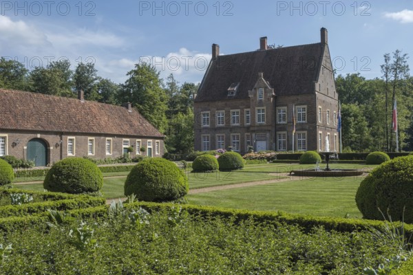 Inner courtyard of Haus Welbergen, Ochtrup, Münsterland, North Rhine-Westphalia, Germany