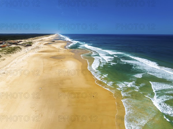 Contis beach from a drone, Saint Julien en Born, Saint-Julien-en-Born, Landes, France