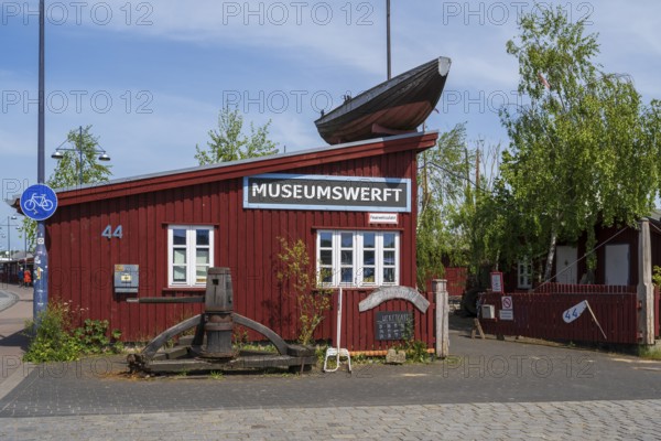 Museum shipyard at the harbour, Flensburg, Flensburg Fjord, Baltic Sea, Schleswig-Holstein, Germany