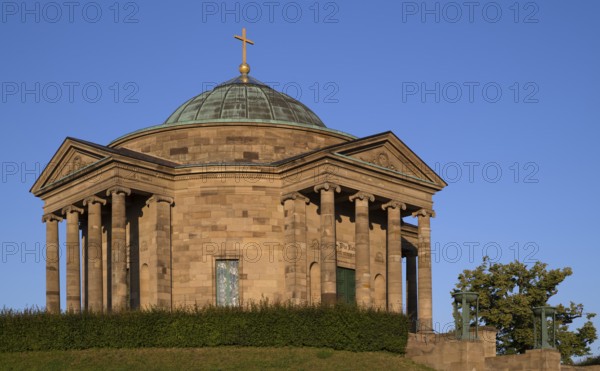 Burial chapel on the Württemberg, burial place for Queen Katharina and King Wilhelm I of Württemberg, Rotenberg, evening light, blue sky, Stuttgart, Baden-Württemberg, Germany