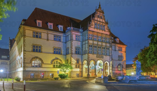 Old government lights up the night Minden Germany