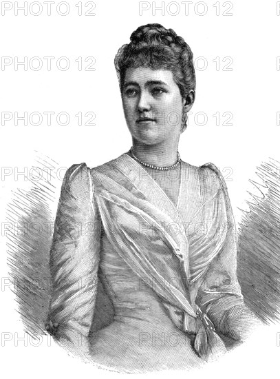 Princess Bathildis von Schaumburg-Lippe, German: Prinzessin Bathildis Marie Leopoldine Anna Auguste zu Schaumburg-Lippe, 21 May 1873 - 6 April 1962, was daughter of Prince Wilhelm von Schaumburg-Lippe, illustration, published 1890, reproduction, digitally enhanced, Historical