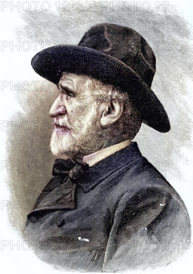 Giuseppe Fortunino Francesco Verdi, 9 or 10 October 1813 - 27 January 1901, was an Italian opera composer, Illustration, published 1890, Reproduction, digitally enhanced, Historical