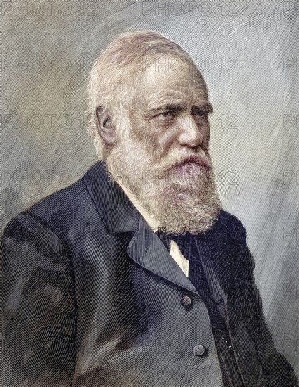 Max Joseph Pettenkofer, ennobled as Max Joseph von Pettenkofer in 1883, 3 December 1818 - 10 February 1901, was a Bavarian chemist and hygienist. He is known for his work in practical hygiene, as the apostle of good water, fresh air and proper sanitation., historical picture or illustration, published 1890, reproduction, digitally enhanced, Historical