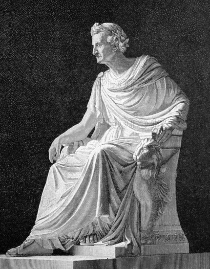 The monument of King Ludwig I of Bavaria in the Walhalla near Regensburg, Germany, illustration, published 1890, reproduction, digitally enhanced, historical