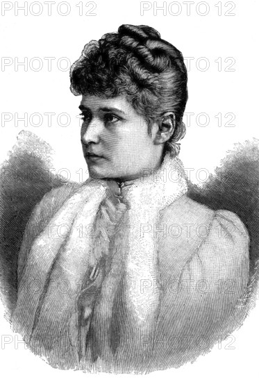 Princess Alix of Hesse and by Rhine, she was a granddaughter of Queen Victoria of the United Kingdom, later she was Alexandra Feodorovna, Empress of Russia as woman of Nicholas II, the last ruler of the Russian Empire, illustration, published 1890, reproduction, digitally enhanced, historical