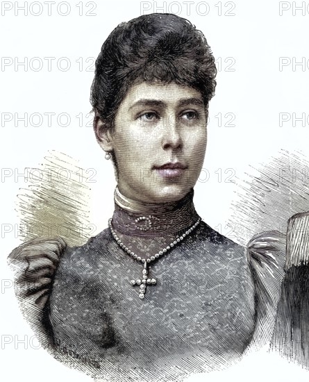 Princess Victoria Melita of Saxe-Coburg and Gotha, Germany, 25 November 1876 - 2 March 1936, was the third child and second daughter of Alfred, Duke of Saxe-Coburg and Gotha and Grand Duchess Maria Alexandrovna of Russia, illustration, published 1890, reproduction, digitally enhanced, Historical