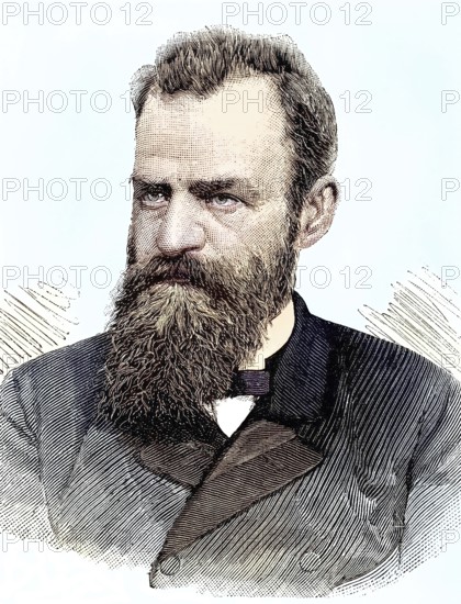 Lazar Dokic, Dokitsch, Serbian scholar and statesman, born 1843 in Belgrade - 13 December 1893 in Abbazia, studied medicine in Vienna, was a doctor in Belgrade for a short time, then became Professor of Natural Sciences at the University of Belgrade and later Serbian Prime Minister, illustration, published 1890, reproduction, digitally enhanced, historical