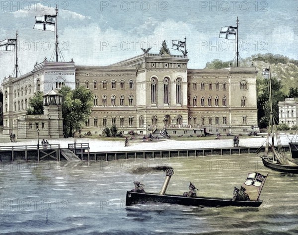 The Naval Academy in Kiel, Germany, illustration, published 1890, reproduction, digitally enhanced, historical