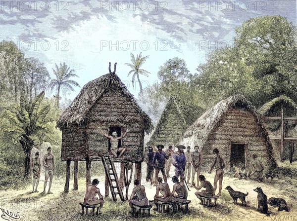 An evocation in a Poligudu Negro village in French Guiana, France, illustration, published 1890, reproduction, digitally enhanced, historical