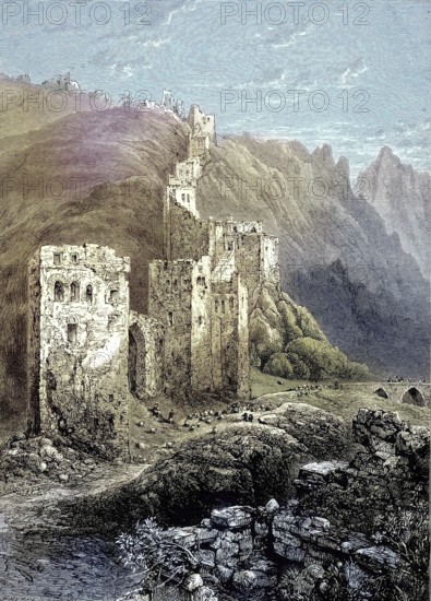 The walls of Antioch on the Orontes, an ancient Greco-Roman city, east of the Orontes. Its ruins are located near the modern city of Antakya, Turkey, historical image or illustration from 1894, reproduction, digitally enhanced, Historical