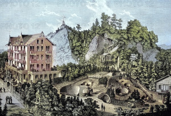 The Glacier Garden, Gletschergarten, in Lucerne, Switzerland, historical picture or illustration, published 1890, reproduction, digitally enhanced, Historical