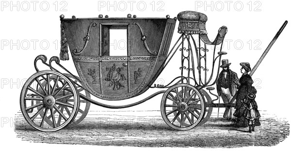 Horse-drawn carriage, coach of Louis XVI, France, 1780, illustration from 1894, reproduction, digitally enhanced, historical