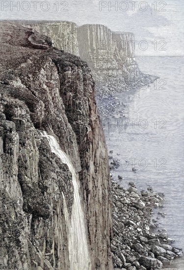 Isle of Skye, Scotland, Kilt Rock, Illustration from 1894, Reproduction, digitally enhanced, Historical