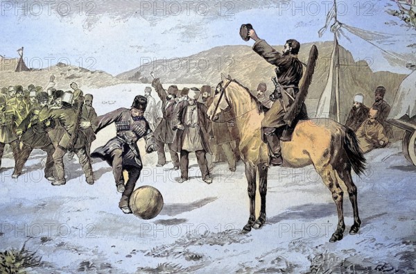 Sport, a traditional game with ball in the Caucasus, Illustration from 1894, Reproduction, digitally enhanced, Historical