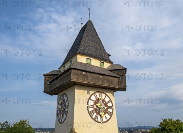 Uhrturm clock tower, Schlossberg Castle Hill, Graz, Austria