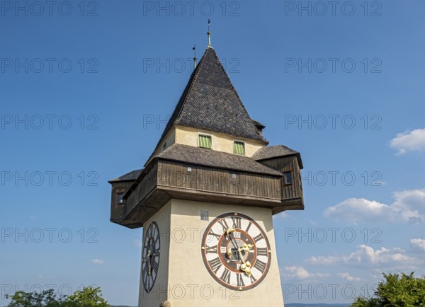 Uhrturm clock tower, Schlossberg Castle Hill, Graz, Austria