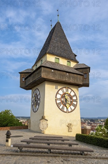 Uhrturm clock tower, Schlossberg Castle Hill, Graz, Austria