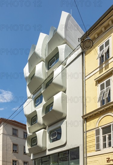 Architectural detail, Limehome - Argos Apartment house by Zaha Hadid, Graz, Austria