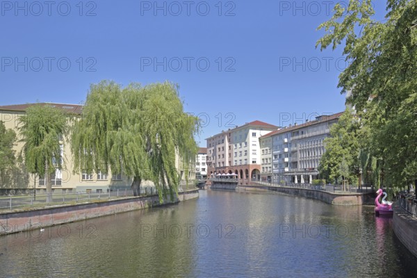 Enz with Bootspick Ufer, arcade, Schoßgatter, Bootspick, Pforzheim, Northern Black Forest, Black Forest, Baden-Württemberg, Germany