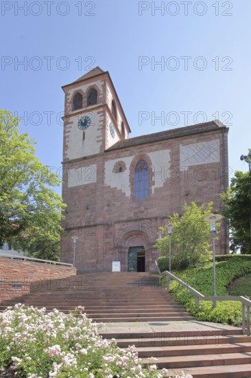 Late Gothic castle church with staircase, St Michael, collegiate church, Pforzheim, Northern Black Forest, Black Forest, Baden-Württemberg, Germany