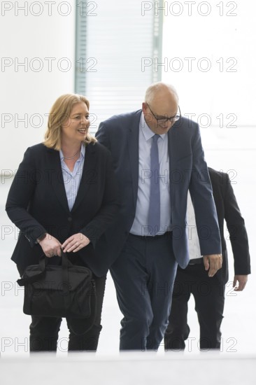 Bärbel Bas (SPD, Federal Minister of Labour and Social Affairs) and Andreas Bovenschulte (SPD, Mayor of Bremen and President of the Bremen Senate) on the way to the meeting between Federal Chancellor Friedrich Merz and the heads of government of the federal states in the International Conference Hall of the Federal Chancellery, Berlin, 18 June 2025