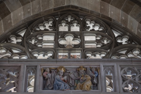 Gothic relief on the gallery of the Church of Our Lady, Nuremberg, Middle Franconia, Bavaria, Germany