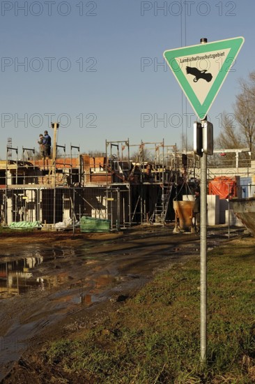 Construction project, new construction project, new construction in landscape conservation area, loss of nature and landscape conservation areas, urban expansion, loss of landscape, Germany, 2020