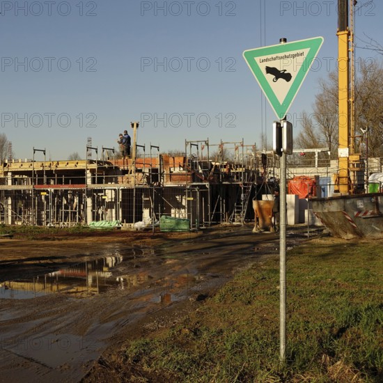 Construction project, new construction project, new construction in landscape conservation area, loss of nature and landscape conservation areas, urban expansion, loss of landscape, Germany, 2020