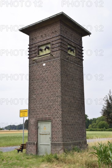 Old transformer station... Mönchengladbach (Sittard) being converted into a bird sanctuary, future breeding site for barn owl and Common Kestrel as well as various small birds and insects, Lower Rhine, Mönchengladbach Sittard, North Rhine-Westphalia, Germany, Western Europe