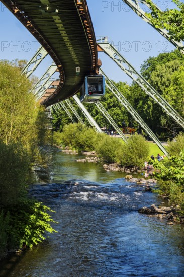 The Wuppertal suspension railway near the Wupperfeld stop in Wuppertal, Germany
